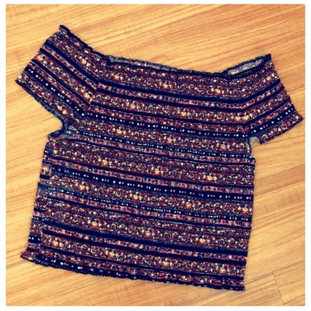 Off shoulder floral smocked top size M